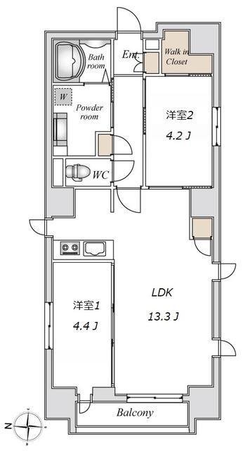 LIVEFLAT錦糸町(2LDK/4階)の間取り写真
