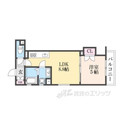 クリエオーレ牧野本町(1LDK/2階)の間取り写真