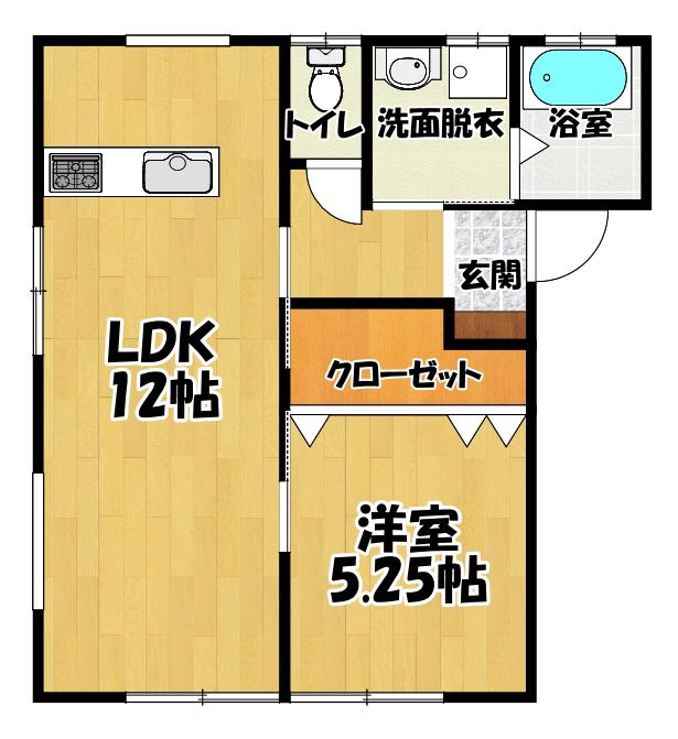 アイナーレ(1LDK/2階)の間取り写真