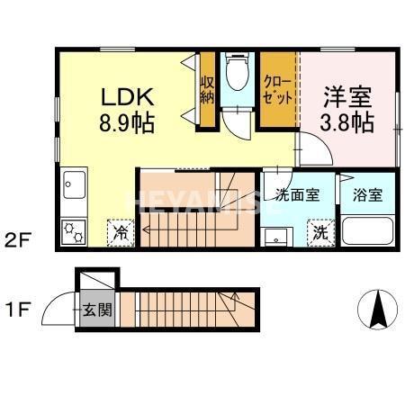 ラ・フォンターナ(1LDK/2階)の間取り写真