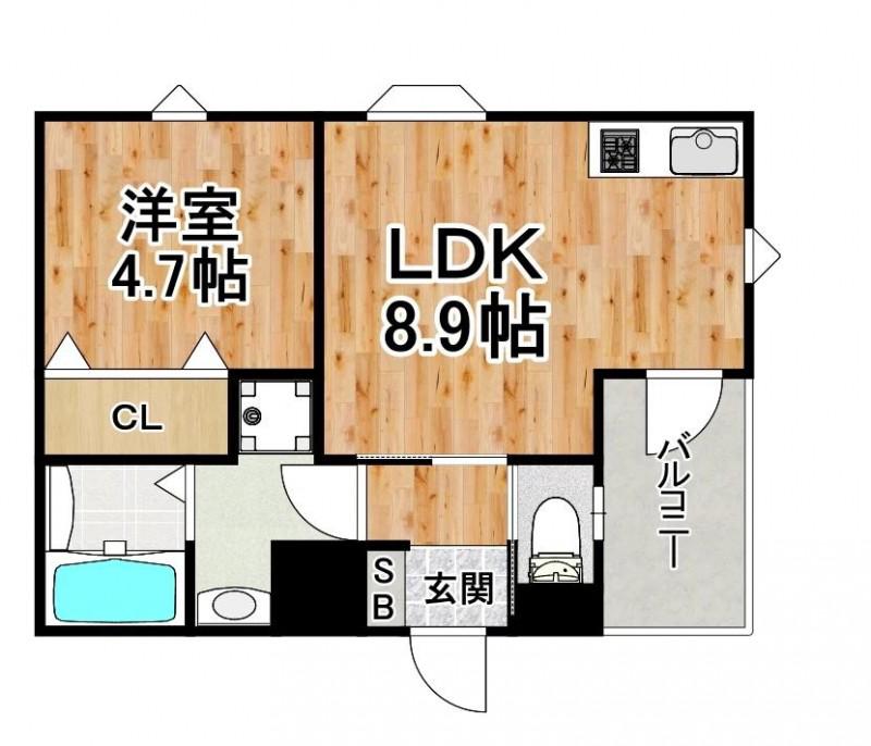 ネクストステージ春日出中(1LDK/2階)の間取り写真