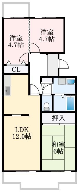 グリーンヒル小金台(3LDK/2階)の間取り写真