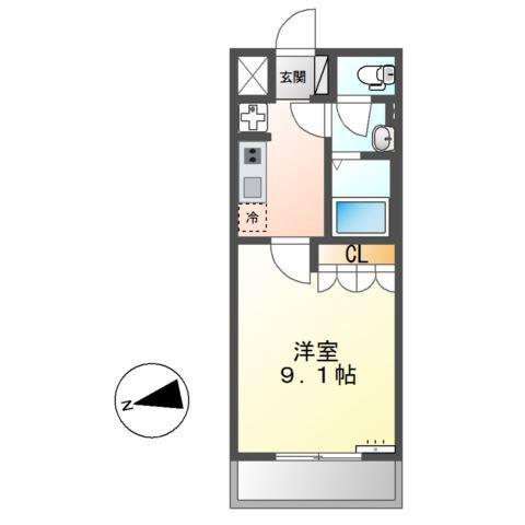 エスタジール(1K/2階)の間取り写真