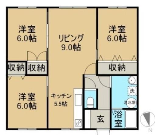 グレース(3LDK/1階)の間取り写真
