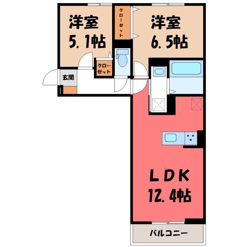 D-GRAN矢中町(2LDK/1階)の間取り写真