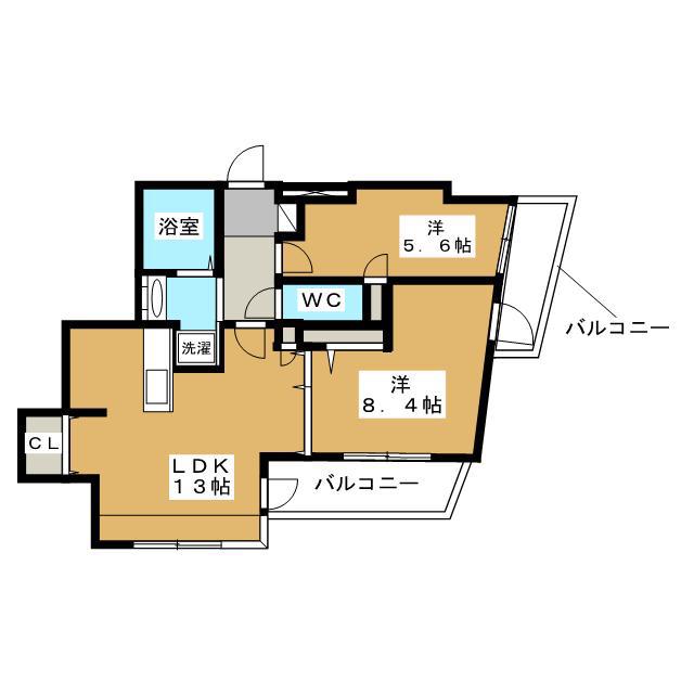 ジェイシティ相模原(2LDK/3階)の間取り写真