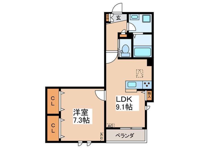 GRAND LUXE FUTAKO-TAMAGAWA(1LDK/1階)の間取り写真
