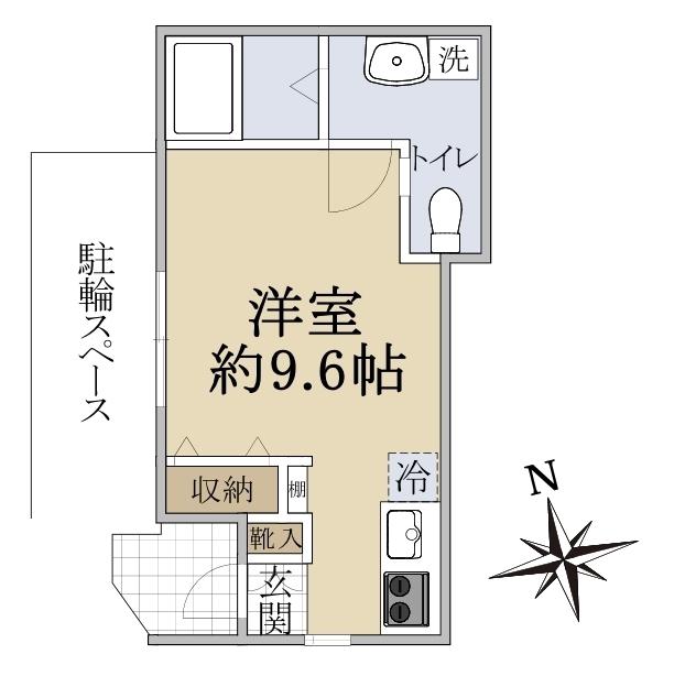 代沢2丁目ハウス(ワンルーム/1階)の間取り写真