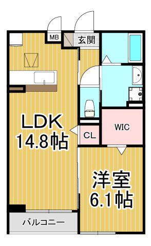 リヴァーサイド ヴィラ(1LDK/1階)の間取り写真