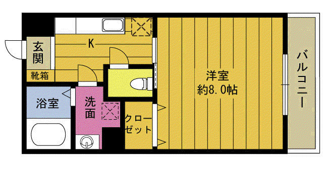ドリーム羽屋(1K/1階)の間取り写真