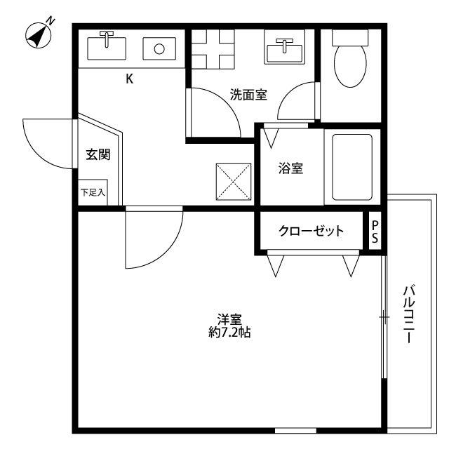 アムール大口(1K/2階)の間取り写真