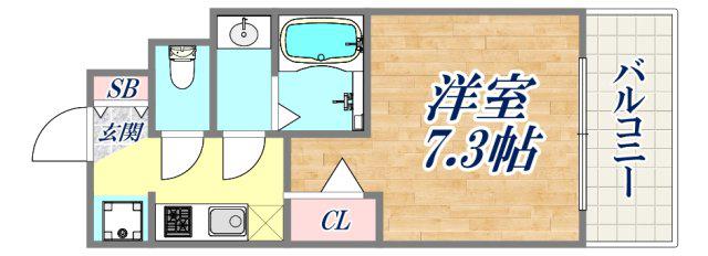 プレサンス THE神戸(1K/7階)の間取り写真