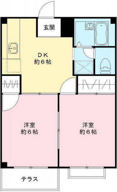 エルディム・大塚(2DK/1階)の間取り写真