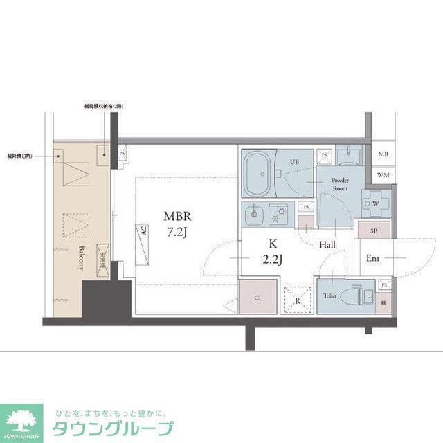 ラグゼナ用賀(1K/8階)の間取り写真
