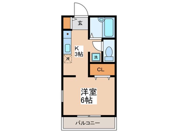 スカイハイツIII(1K/2階)の間取り写真