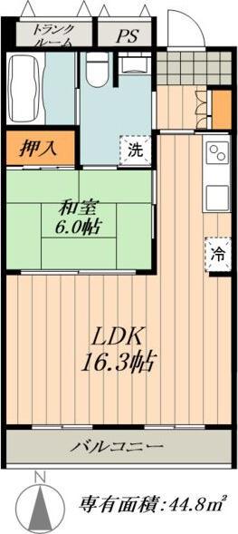 フォレストパーク千鳥(1LDK/2階)の間取り写真