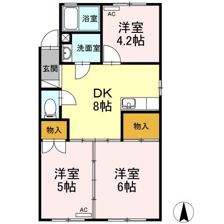 東校グリーンハイツ(3DK/4階)の間取り写真