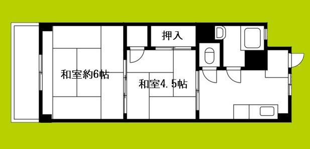 田中町1号棟(2K/1階)の間取り写真