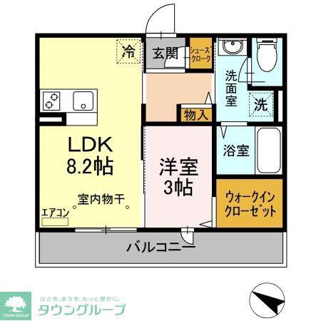JR常磐線 柏駅 徒歩12分 3階建 築10年(1LDK/2階)の間取り写真