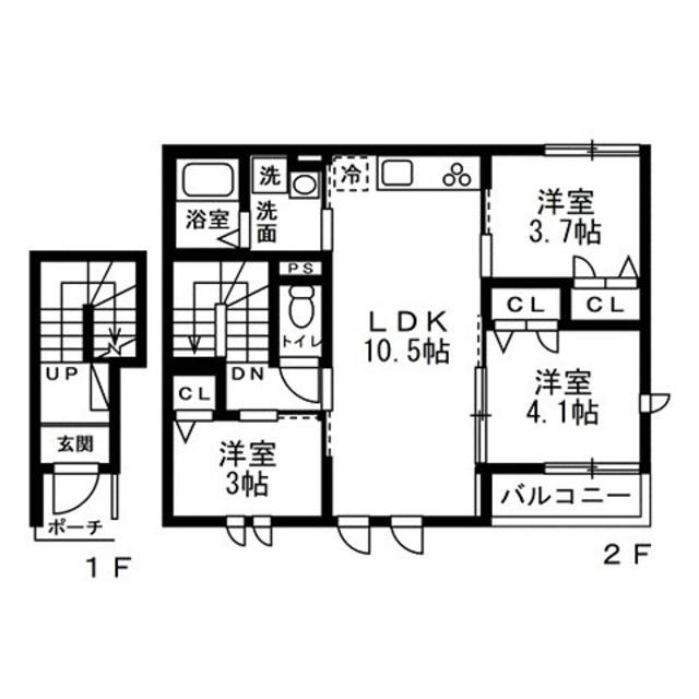 練馬区北町1丁目(3LDK/2階)の間取り写真