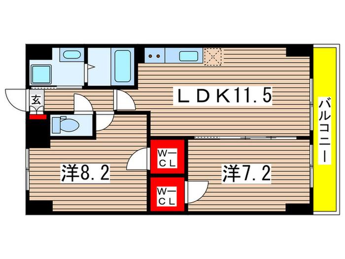 千葉ポートイースト(2LDK/8階)の間取り写真