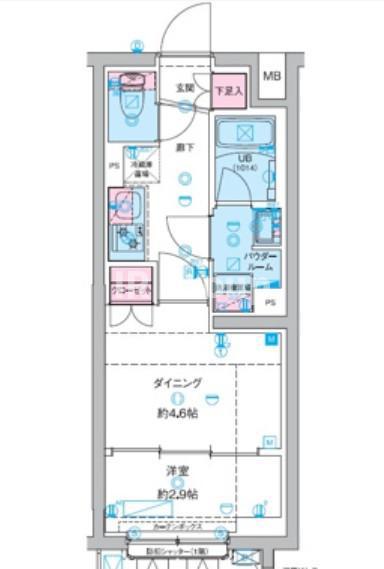 ジェノヴィア竹ノ塚(1DK/1階)の間取り写真