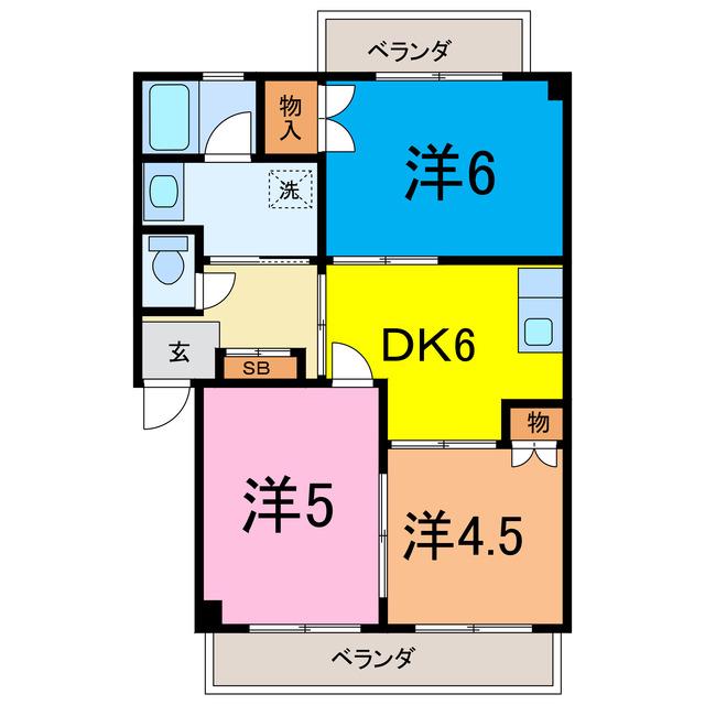 大塚ハイツ A/B(3DK/3階)の間取り写真
