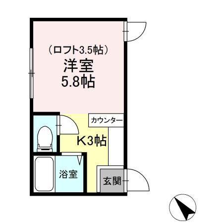 ビューコート小田原(1K/2階)の間取り写真