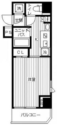 スカイコート武蔵新田(1K/2階)の間取り写真