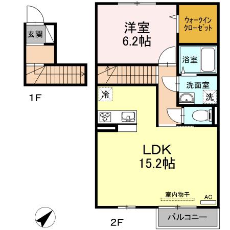 エトワールしゅりV(1LDK/2階)の間取り写真