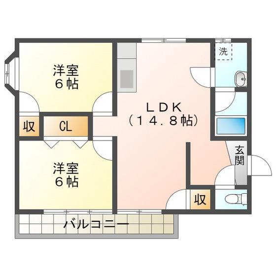 BEリバービル(2LDK/2階)の間取り写真