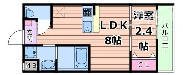 リアコート千里丘II ノース(1LDK/1階)の間取り写真