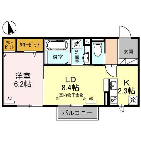 Nハウス中居(1LDK/2階)の間取り写真