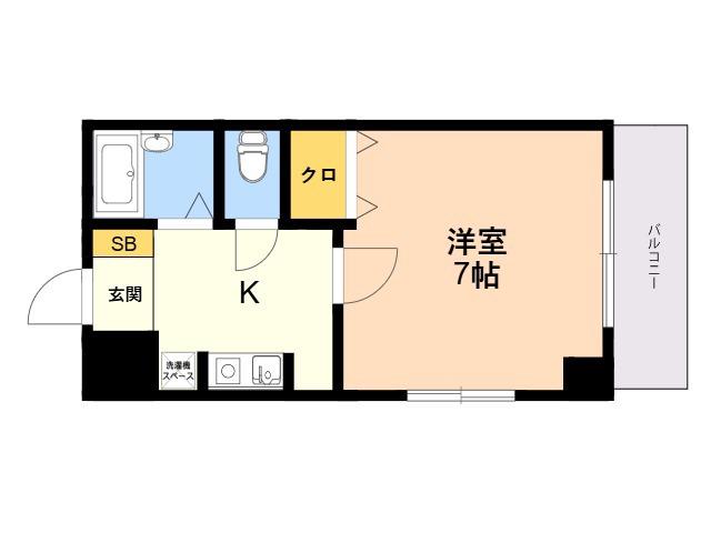 アーバンコート大濠西(1K/4階)の間取り写真