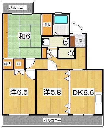 シルクガーデン(3DK/1階)の間取り写真
