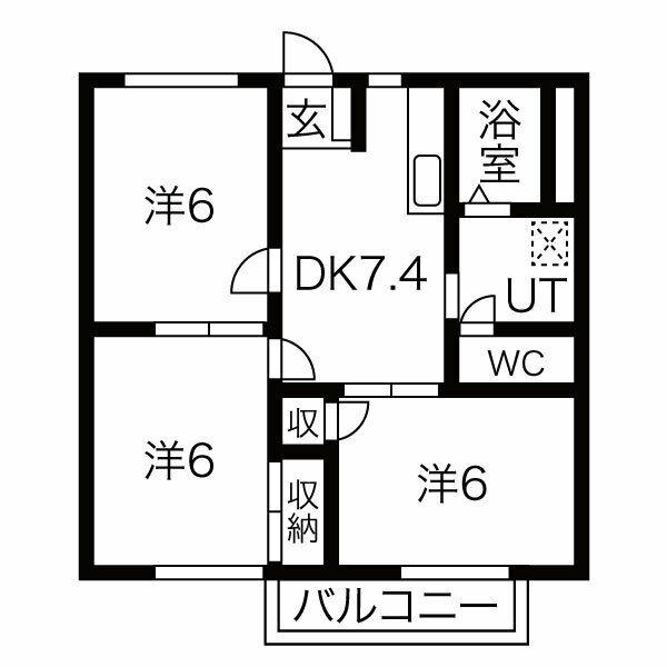 メゾン白国1号・2号(3DK/2階)の間取り写真