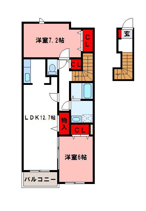 SWEETGARDEND(2LDK/2階)の間取り写真