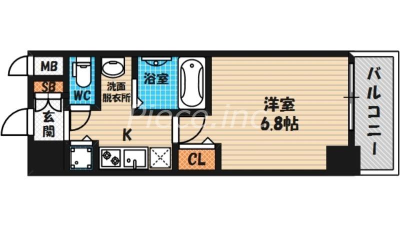グランカリテ天神橋Ⅱ(1K/13階)の間取り写真