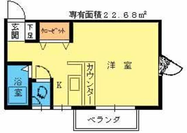 ピナクル笹原(ワンルーム/2階)の間取り写真