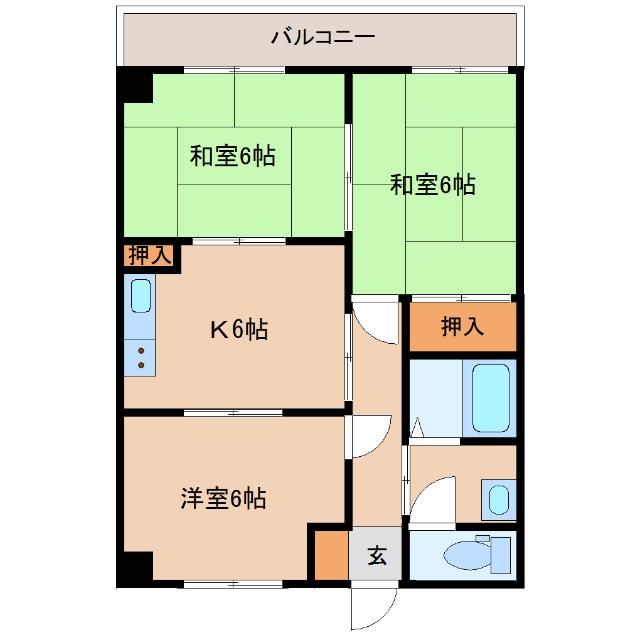 プリンスハウス(3DK/2階)の間取り写真