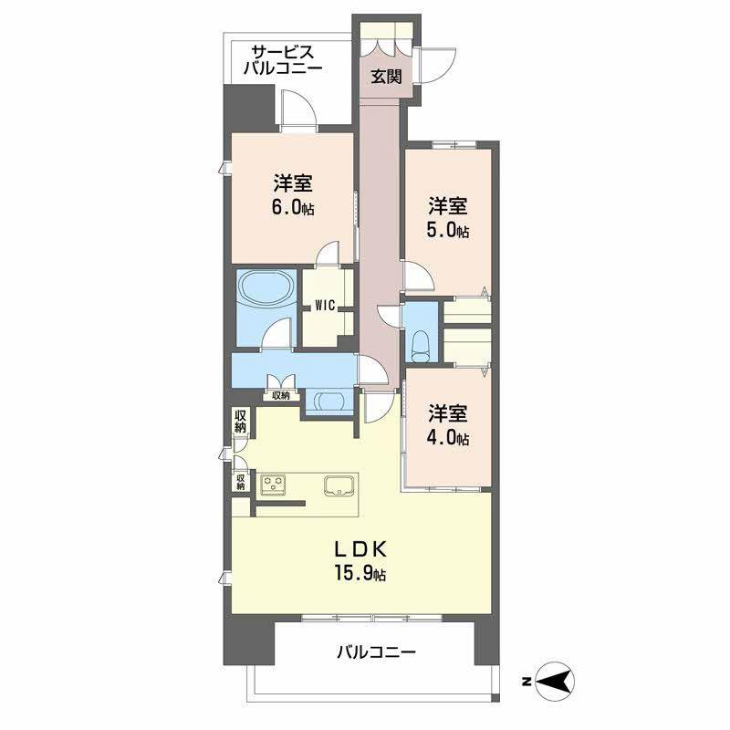 レーベン熊本駅レクシア(3LDK/14階)の間取り写真
