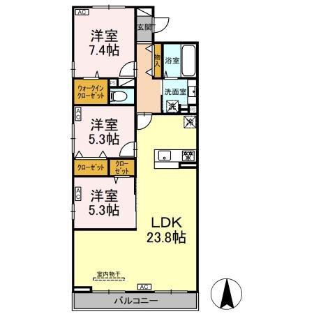 バンフ・プレイス(3LDK/3階)の間取り写真