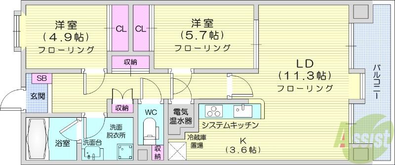 TO-BE-1 東照の丘(2LDK/6階)の間取り写真