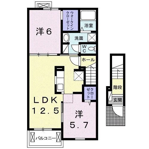 カーサ エスペランサ(2LDK/2階)の間取り写真