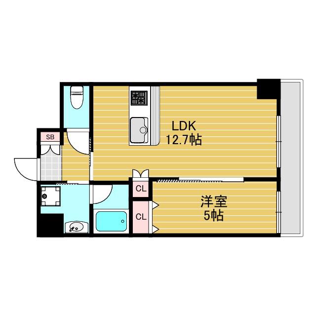 AULII OSAKA(1LDK/6階)の間取り写真