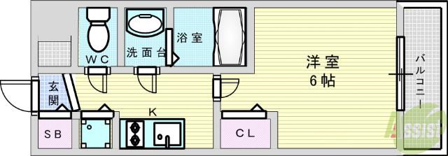 メインステージ大阪ノース MARK(1K/9階)の間取り写真