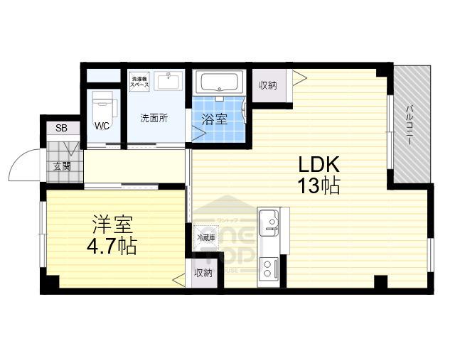 アヴァンス南安威(1LDK/3階)の間取り写真