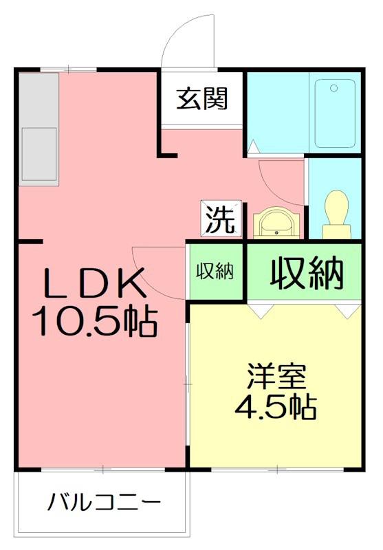 グリーンタウンコーポ(1LDK/1階)の間取り写真