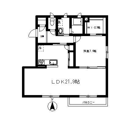 エスポワール北中III(1SLDK/1階)の間取り写真