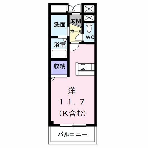 ブルースカイヒルズII(ワンルーム/3階)の間取り写真